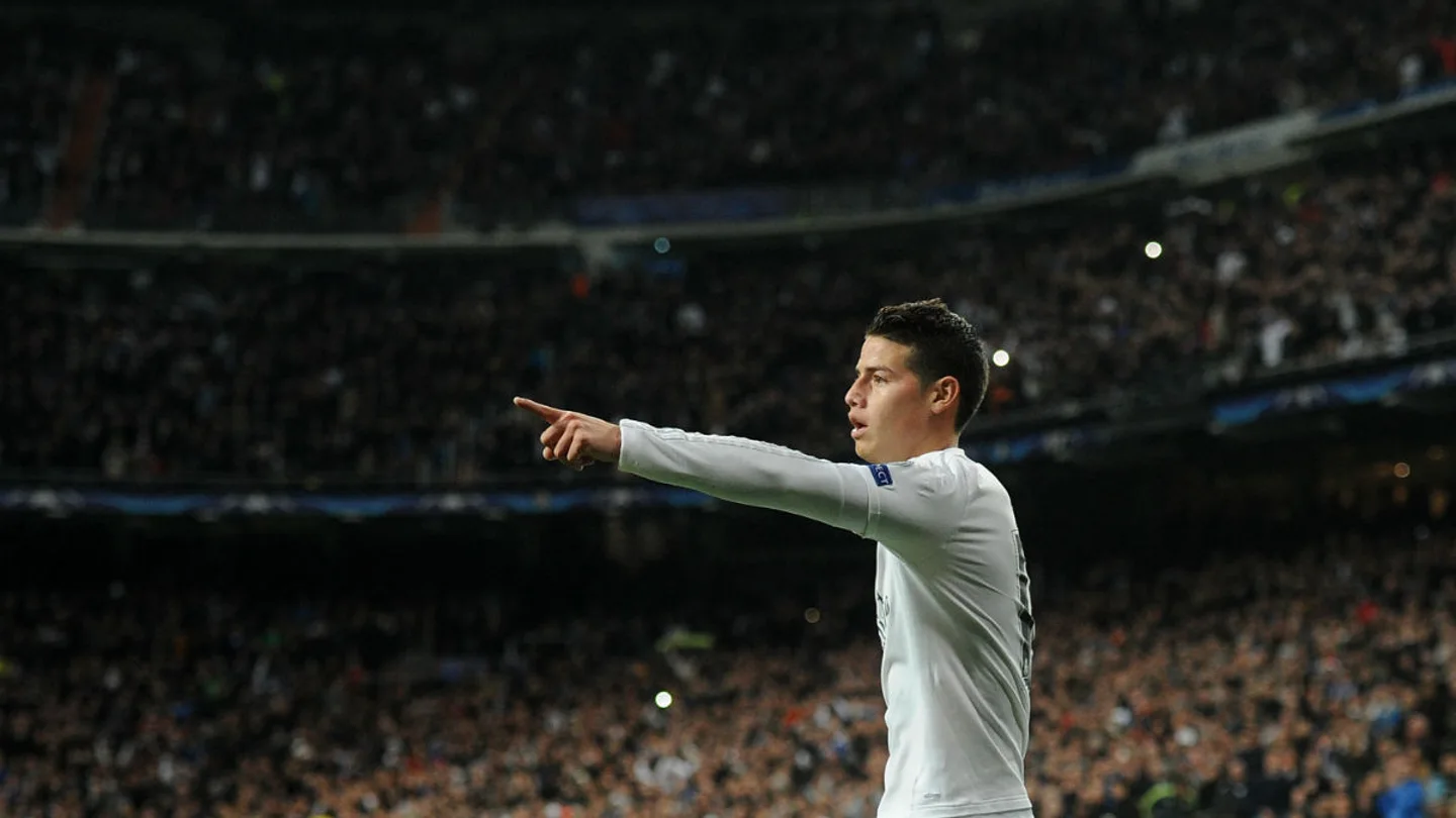 James Rodríguez celebra un gol con el Real Madrid James Rodríguez celebra un gol con el Real Madrid