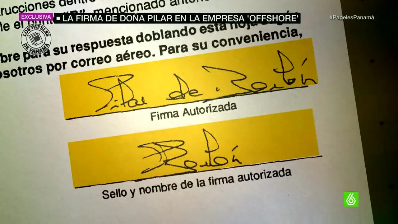 La firma de Pilar de Borbón