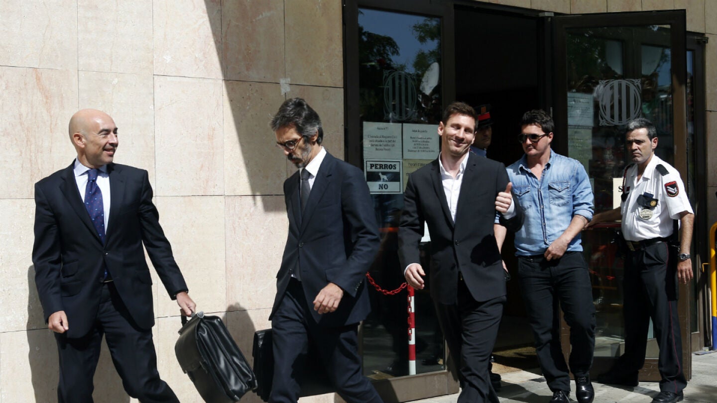 Leo Messi, saliendo de los juzgados