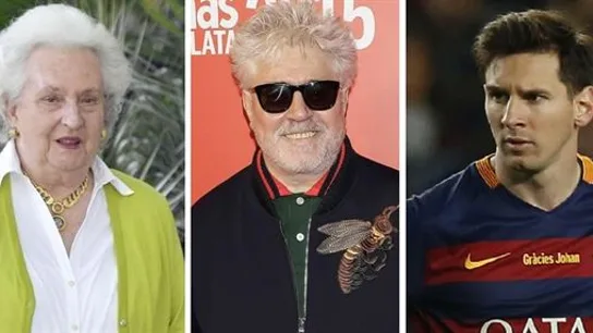 Pilar de Borbón, Pedro Almodóvar y Leo Messi Pilar de Borbón, Pedro Almodóvar y Leo Messi