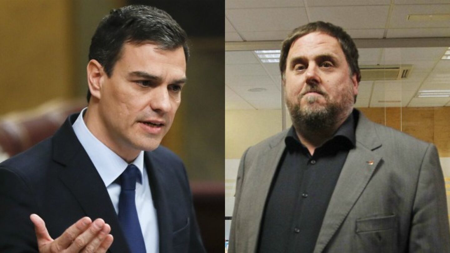 Pedro S&aacute;nchez y Oriol Junqueras