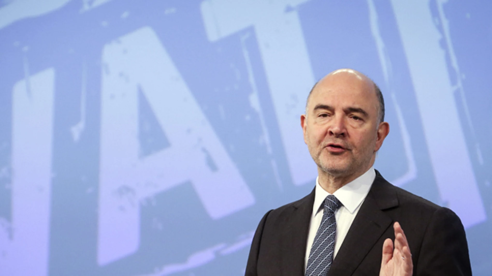 Pierre Moscovici, durante la rueda de prensa