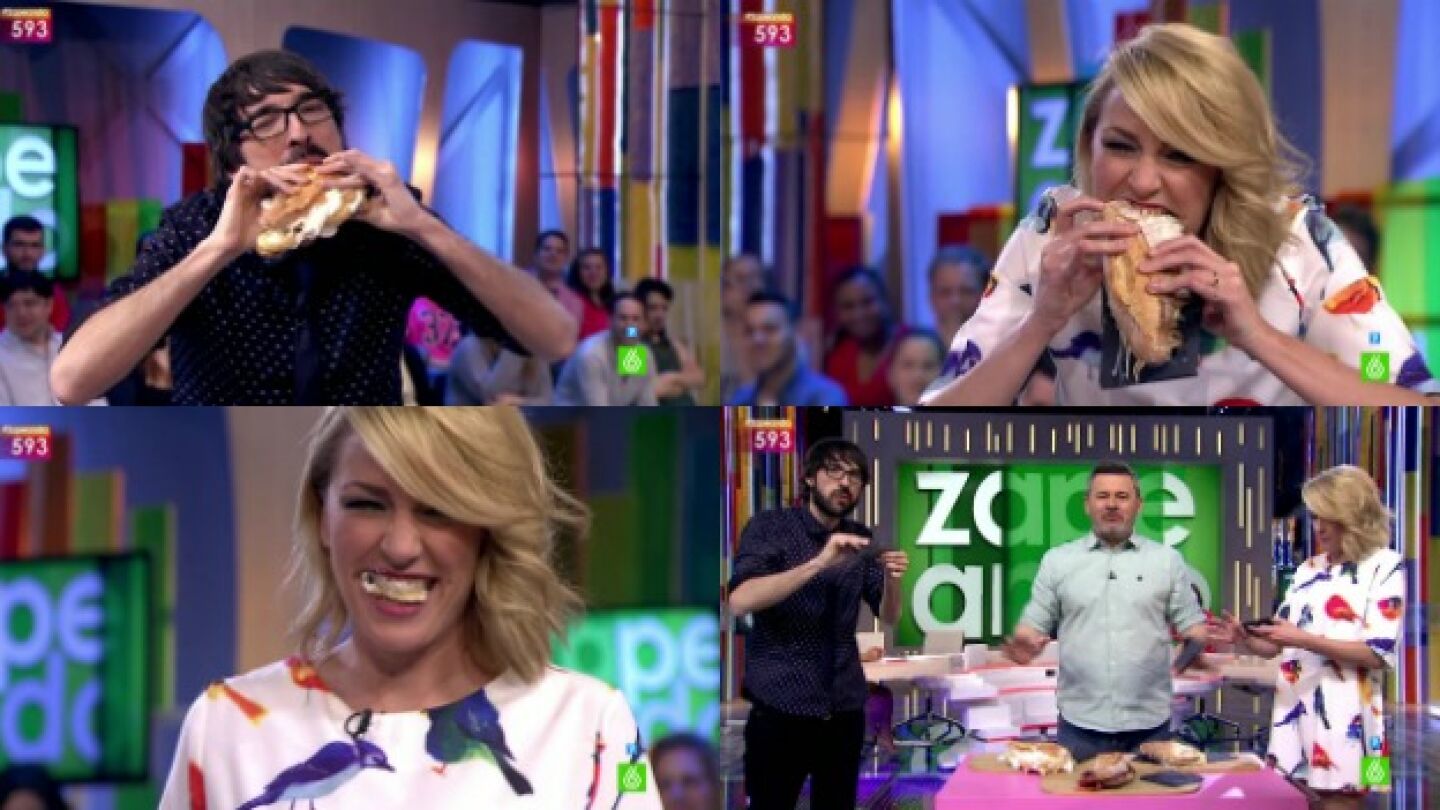 Anna Simon y Quique Peinado probando los bocatas de autor