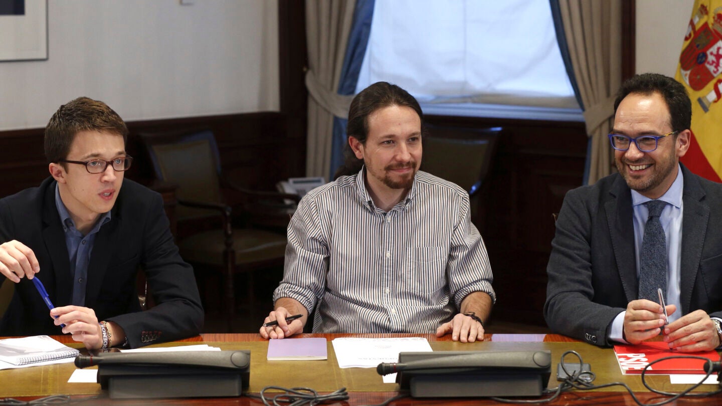 &Iacute;&ntilde;igo Errej&oacute;n, Pablo Iglesias y Antonio Hernando