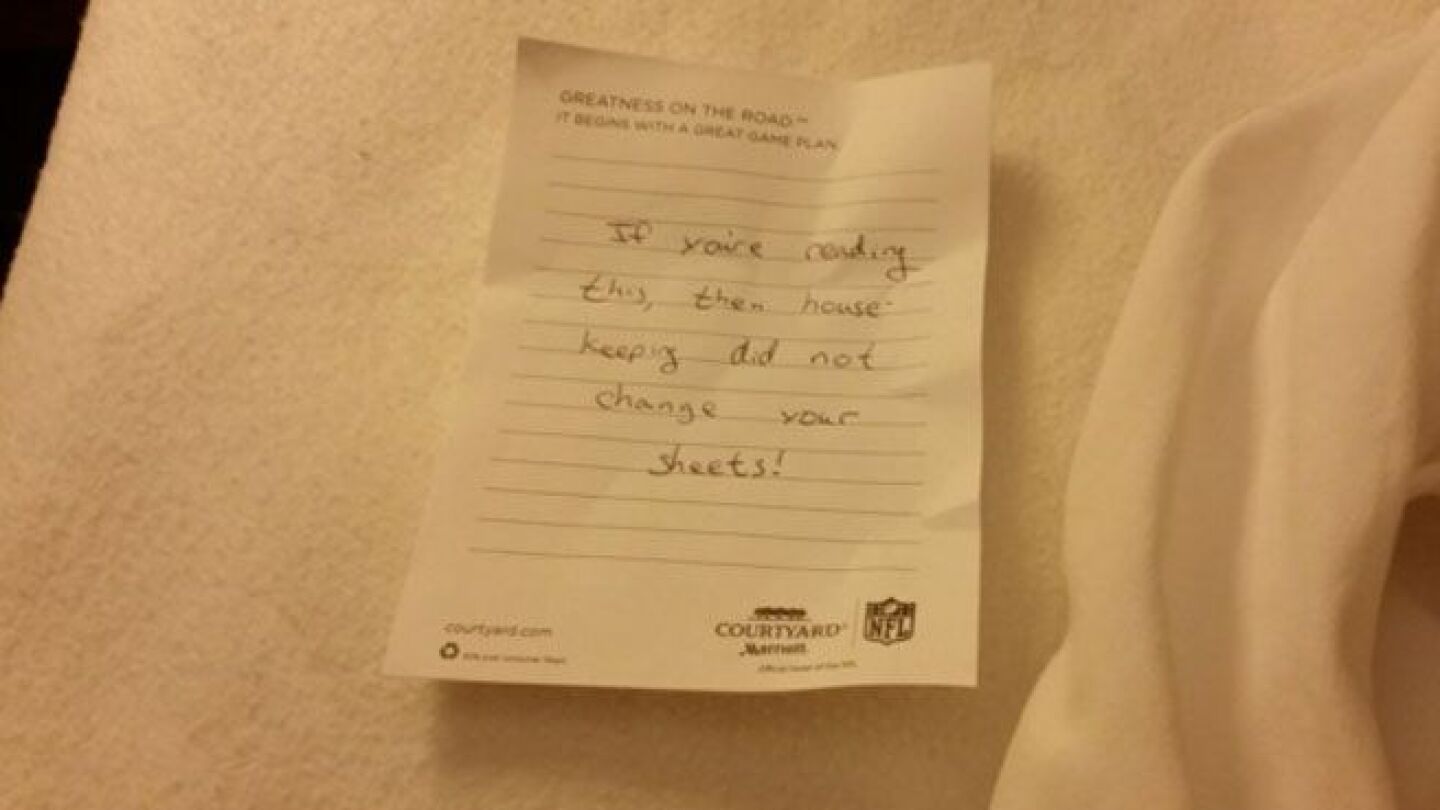 La nota que se encontr&oacute; un hu&eacute;sped en un hotel