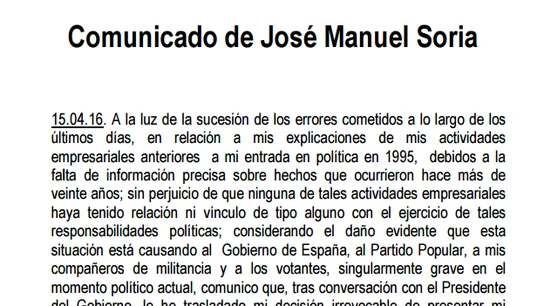 Comunicado de Soria Comunicado de Soria