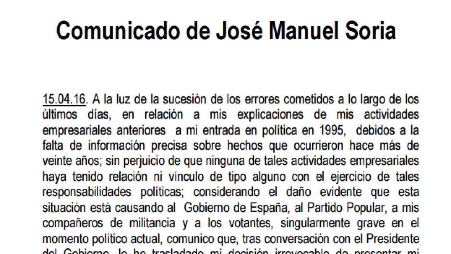 Comunicado de Soria