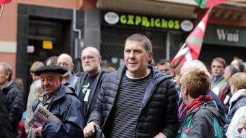 Otegi, durante la manifestación por los derechos de ETA
