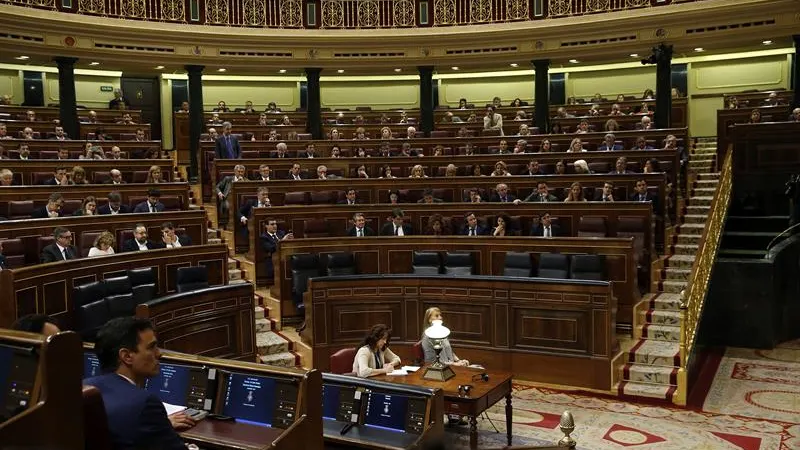 La bancada del Gobierno vacía durante las votaciones del pleno del Congreso