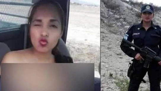 Imagen de la policía mexicana haciéndose el selfie Imagen de la policía mexicana haciéndose el selfie