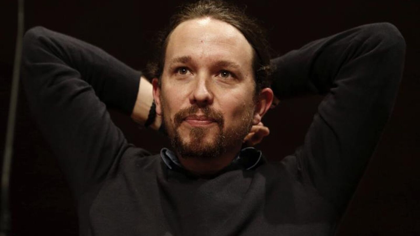 El l&iacute;der de Podemos, Pablo Iglesias, durante la presentaci&oacute;n