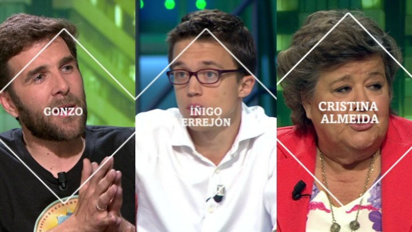 Gonzo, &Iacute;&ntilde;igo Errej&oacute;n y Cristina Almeida, en laSexta Noche