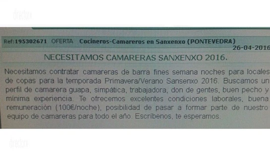 Captura del anuncio colgado en internet Captura del anuncio colgado en internet
