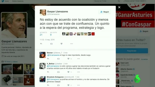 Tuit de Gaspar Llamazares Tuit de Gaspar Llamazares