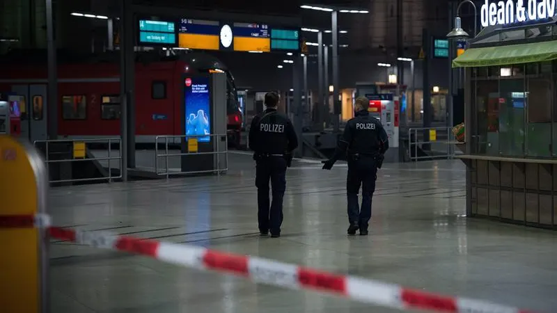 Policías alemanes en una estación de Munich