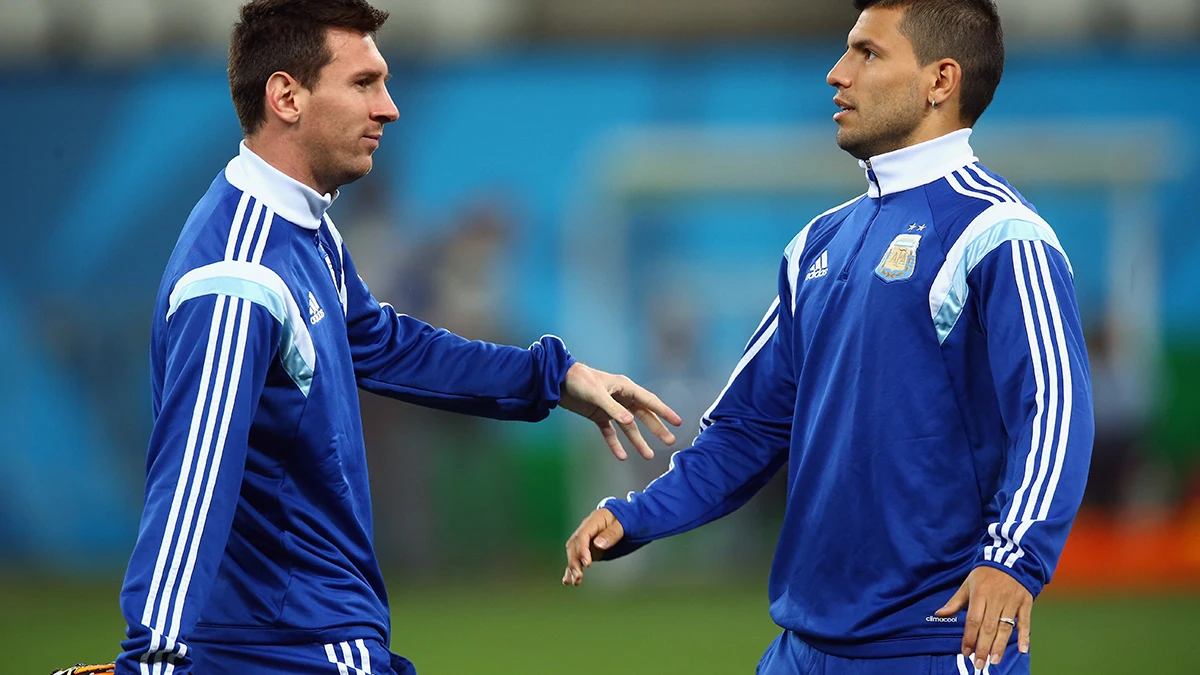 Lionel Messi y Sergio Agüero en el entrenamiento de la 'albiceleste'