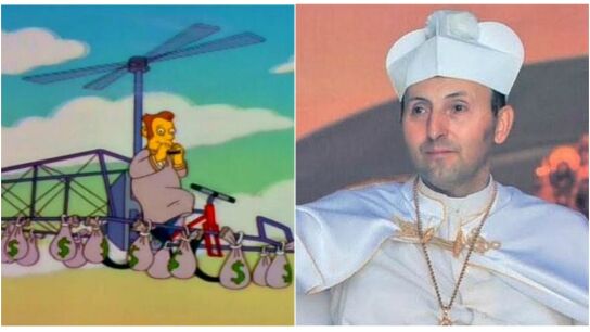 El 'l&iacute;der' de los Simpsons y el papa de El Palmar