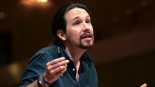Pablo Iglesias durante su comparecencia