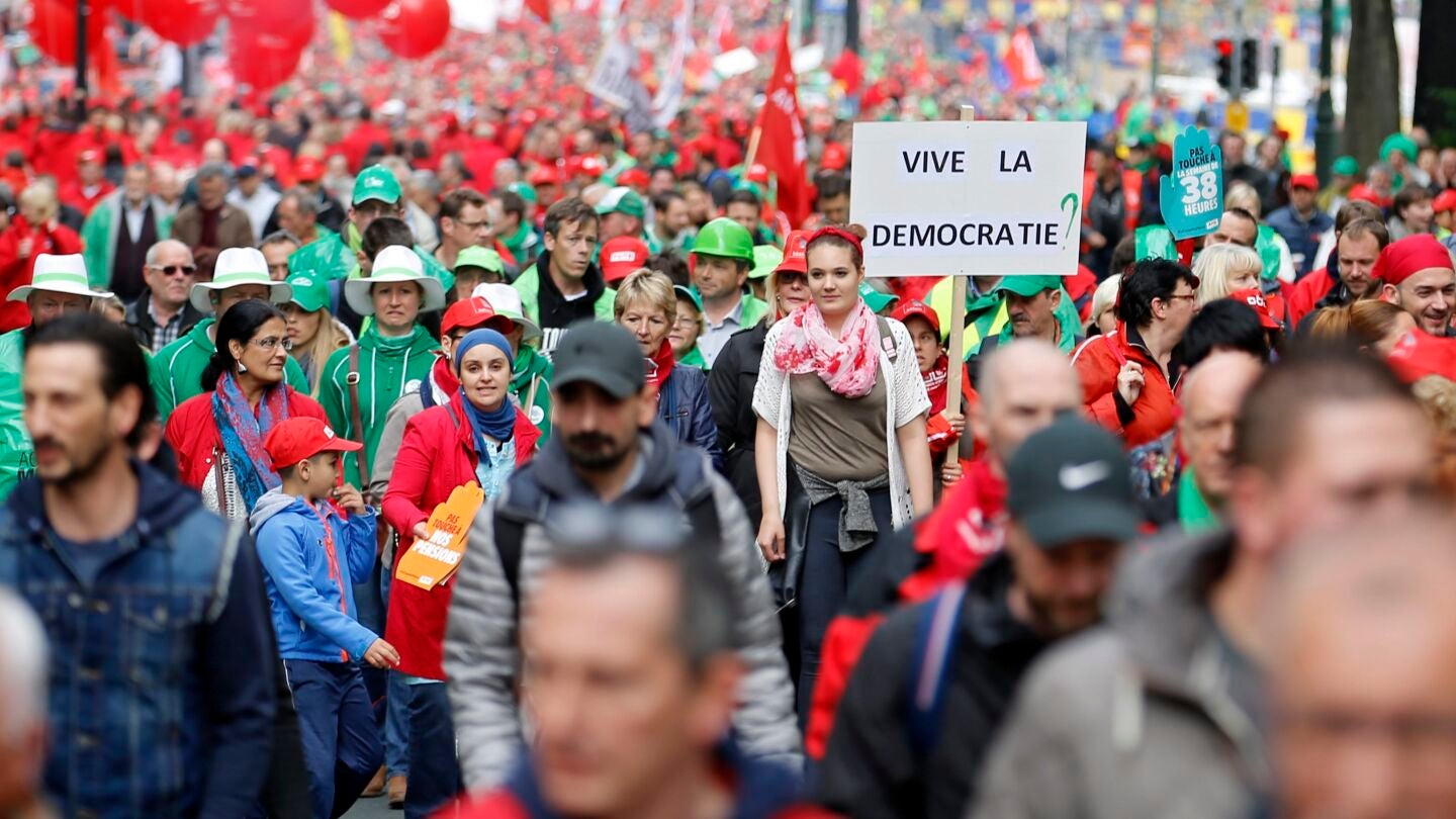 Protesta en Bruselas contra las pol&iacute;ticas de austeridad