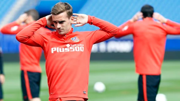 Griezmann, durante un entrenamiento con el Atlético