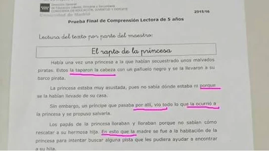 Framento del texto 'El rapto de la princesa' Framento del texto 'El rapto de la princesa'