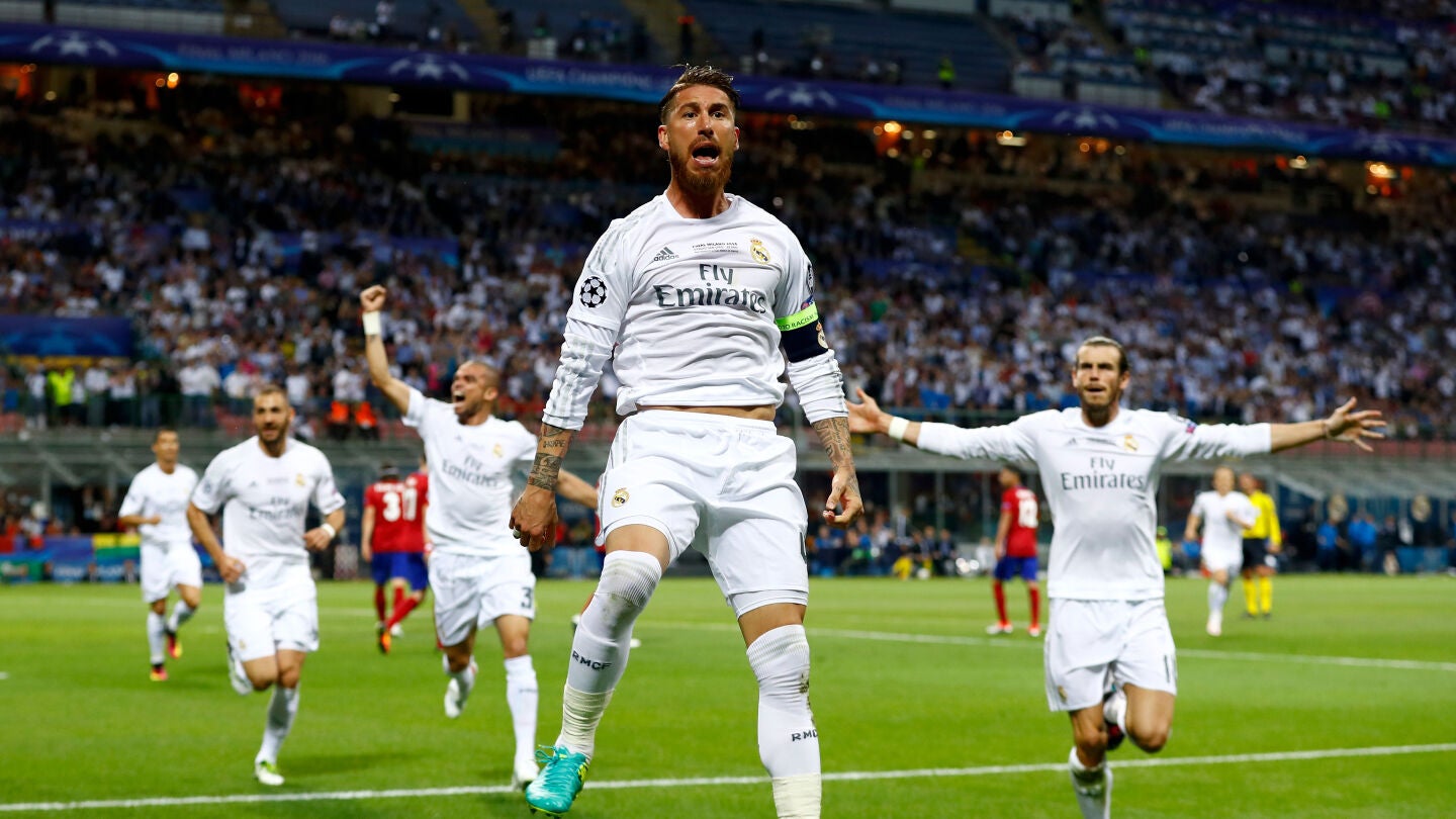 Sergio Ramos celebra el 1-0 ante el Atl&eacute;tico