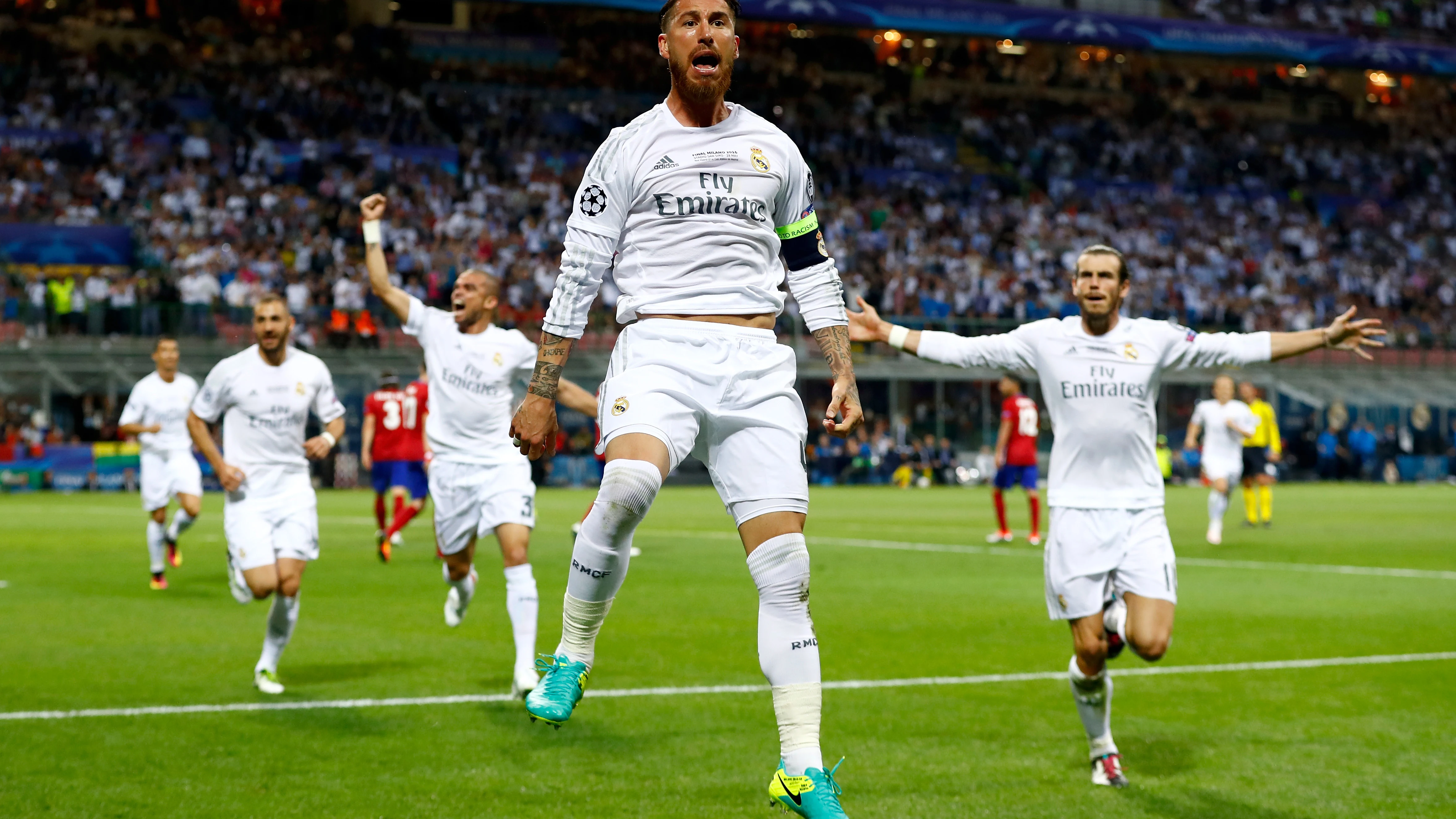 Sergio Ramos celebra el 1-0 ante el Atlético Sergio Ramos celebra el 1-0 ante el Atlético
