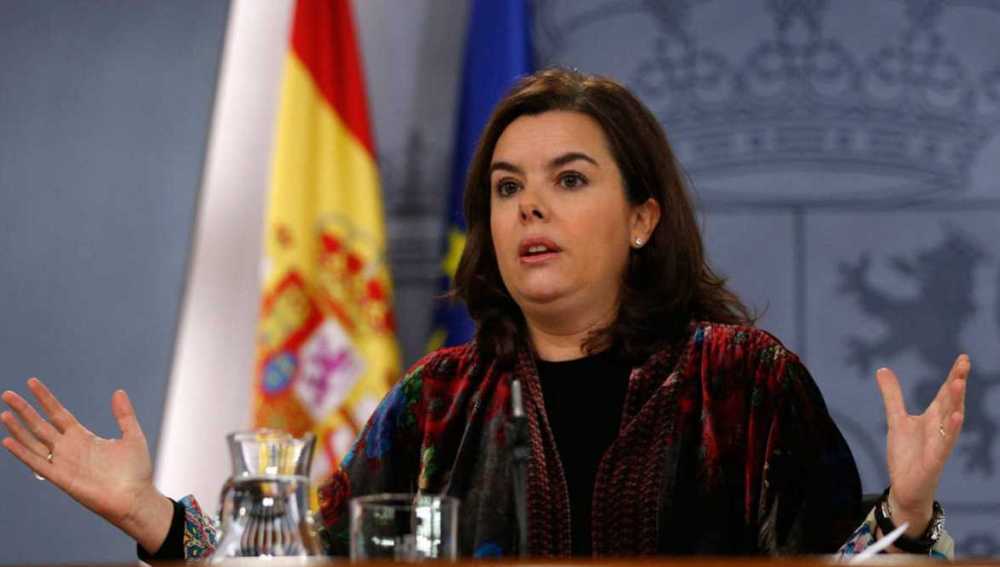 Soraya Sáenz de Santamaría en una rueda de prensa