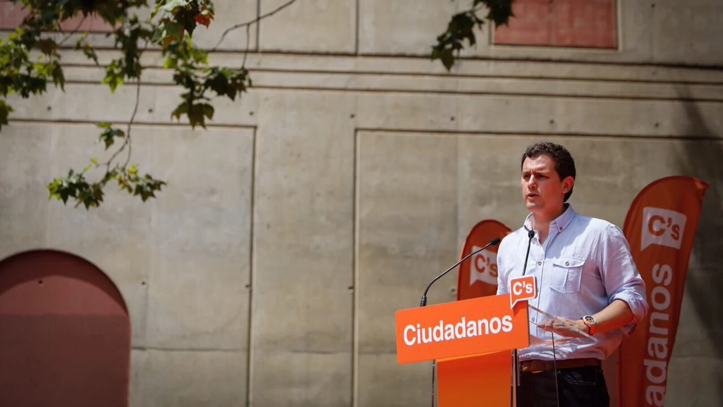 Albert Rivera durante el acto en Barcelona Albert Rivera durante el acto en Barcelona
