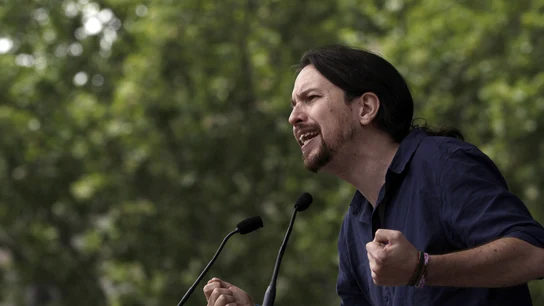 El candidato de Unidos Podemos, Pablo Iglesias, durante un mitin en Barcelona El candidato de Unidos Podemos, Pablo Iglesias, durante un mitin en Barcelona