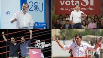Los candidatos a la presidencia de PP, PSOE, Unidos Podemos y C's