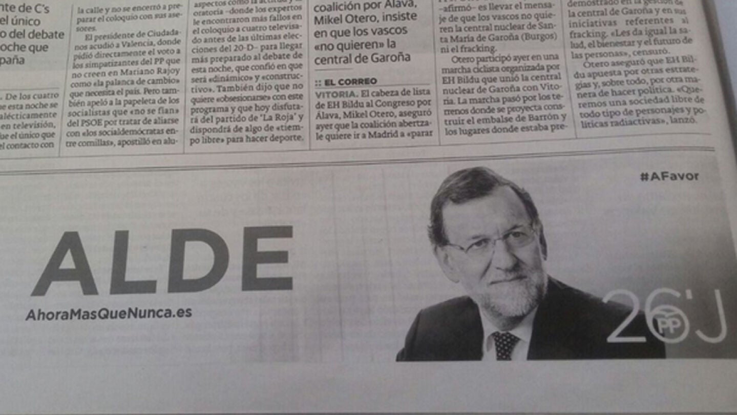 Error en la publicidad del PP en Euskadi