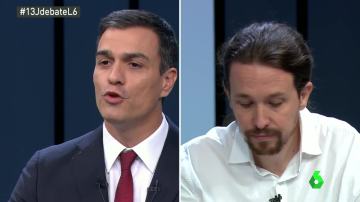 Pedro Sánchez y Pablo Iglesias, en el debate a cuatro