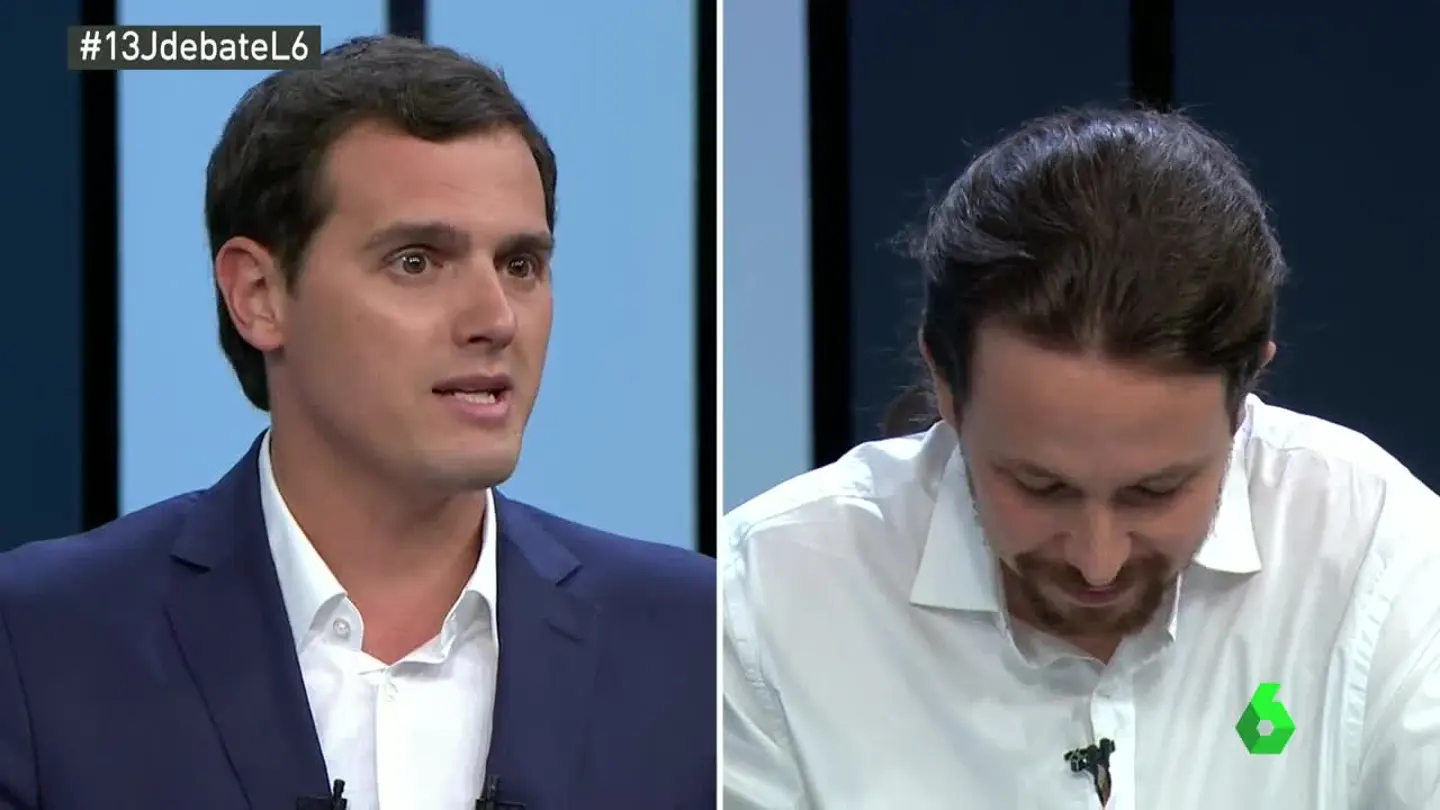 Albert Rivera y Pablo Iglesias, durante el debate a cuatro Albert Rivera y Pablo Iglesias, durante el debate a cuatro