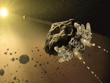 Representación artística de un asteroide transformado en un transbordador espacial giganteRepresentación artística de un asteroide transformado en un transbordador espacial gigante Representación artística de un asteroide transformado en un transbordador espacial giganteRepresentación artística de un asteroide transformado en un transbordador espacial gigante