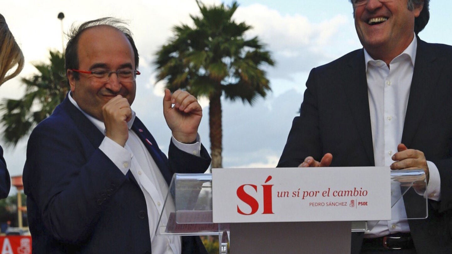 Miquel Iceta y Gabilondo, durante un mitin del PSOE