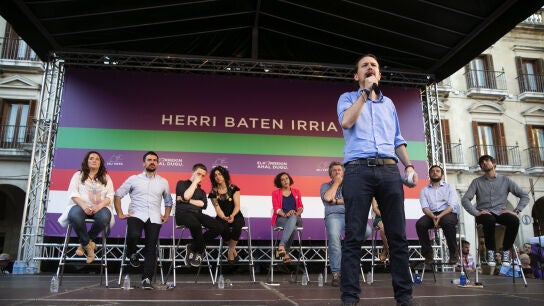 Pablo Iglesias, l&iacute;der de Podemos, en el Pa&iacute;s Vasco