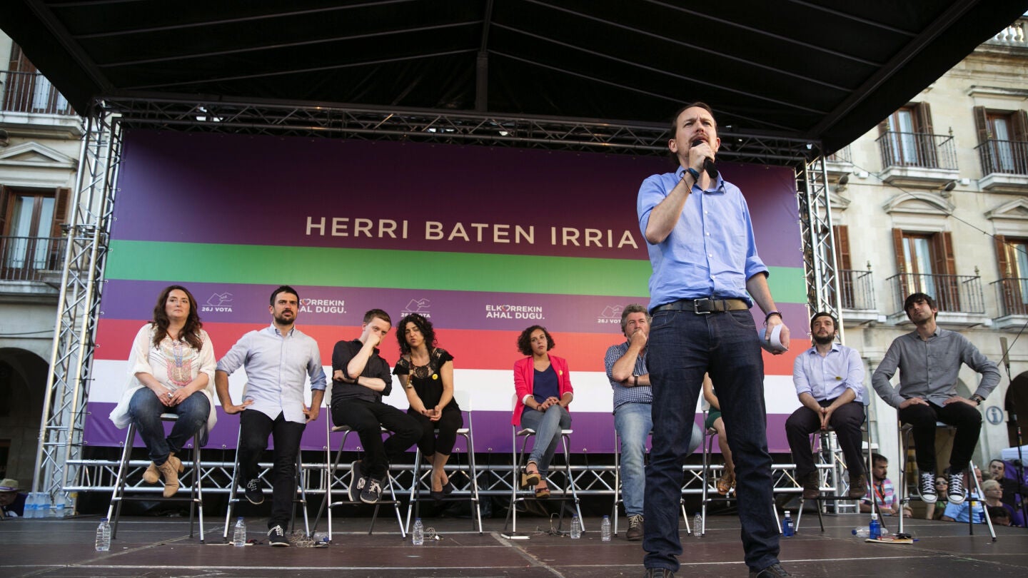 Pablo Iglesias, l&iacute;der de Podemos, en el Pa&iacute;s Vasco
