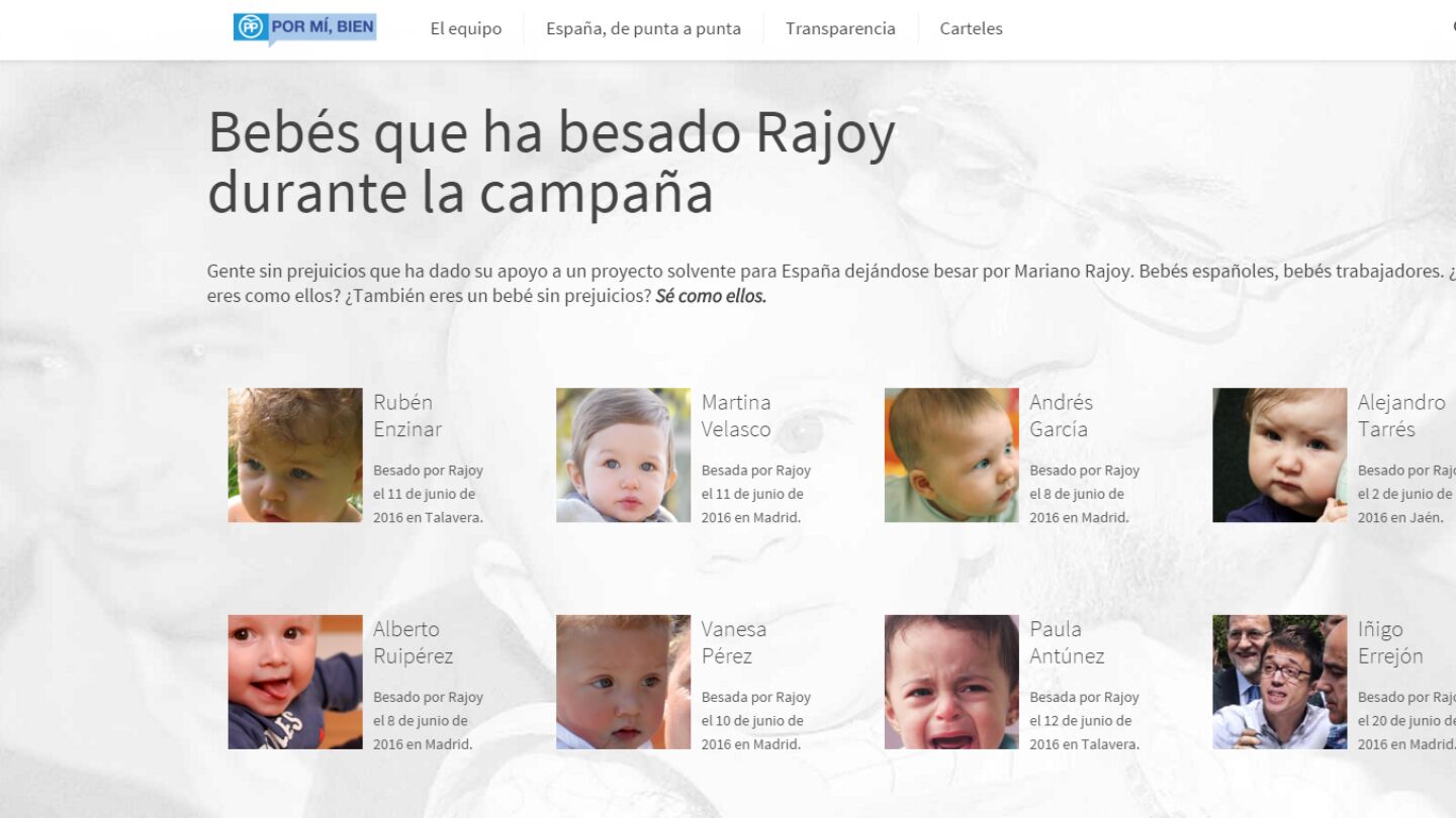 Fragmento de la web 'rajoypresidente.es', de El Mundo Today