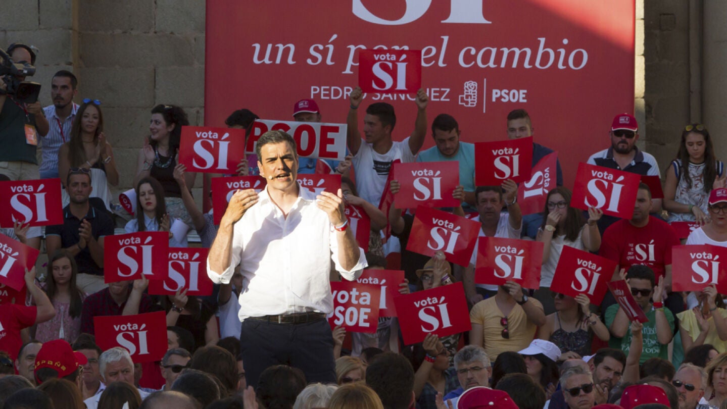 Pedro S&aacute;nchez durante un acto electoral
