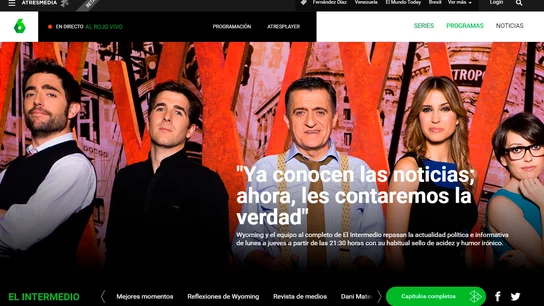 Imagen de la página web de El Intermedio Imagen de la página web de El Intermedio