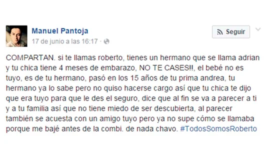 #TodosSomosRoberto, la increible infidelidad que está arrasando en las redes #TodosSomosRoberto, la increible infidelidad que está arrasando en las redes