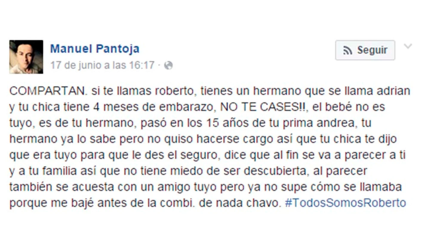 #TodosSomosRoberto, la increible infidelidad que está arrasando en las redes #TodosSomosRoberto, la increible infidelidad que está arrasando en las redes