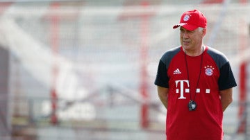 Carlo Ancelotti, durante su primer entrenamiento con el Bayern