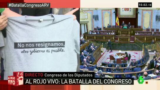 Frame 9.934502 de: La camiseta de Comprom&iacute;s destaca en el Congreso: "No nos resignamos, otro Gobierno es posible"