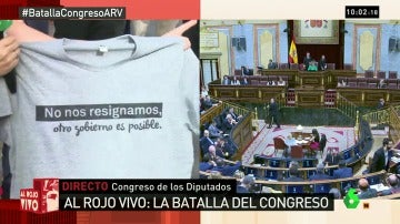 Frame 9.934502 de: La camiseta de Compromís destaca en el Congreso: "No nos resignamos, otro Gobierno es posible"