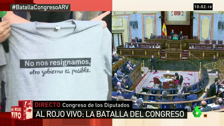 Frame 9.934502 de: La camiseta de Compromís destaca en el Congreso: "No nos resignamos, otro Gobierno es posible"