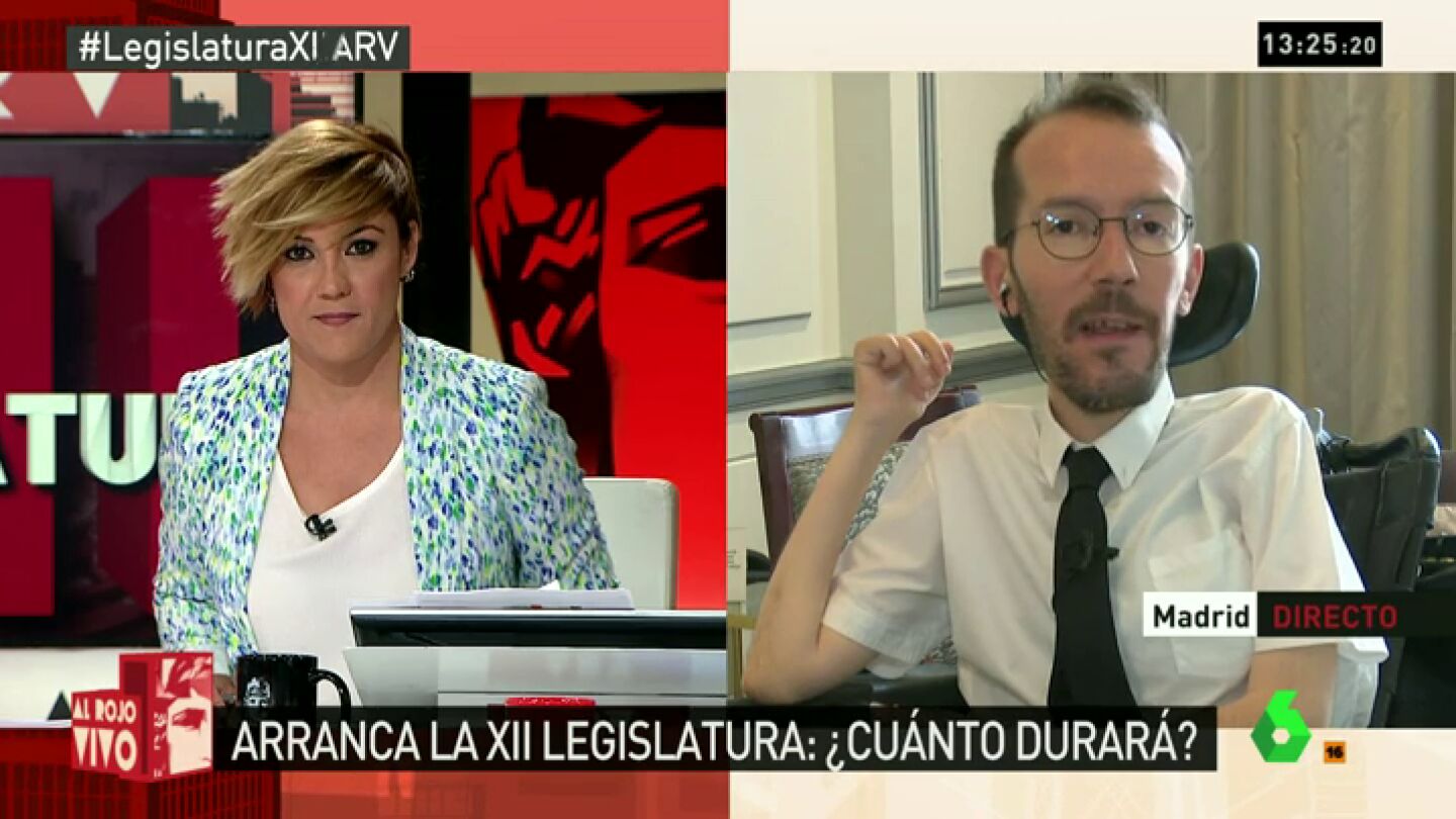 Frame 1.882919 de: Echenique: "Parece que en el mercadeo todo es posible, incluso el pacto de Rajoy con su enemigo independentista"