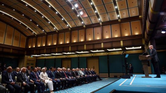 Erdogan, hablando durante una conferencia de prensa tras una reuni&oacute;n de su gabinete en Ankara