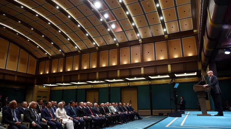 Erdogan, hablando durante una conferencia de prensa tras una reunión de su gabinete en Ankara